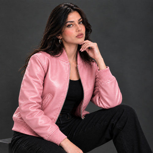 Women leather classic bomber - women's,