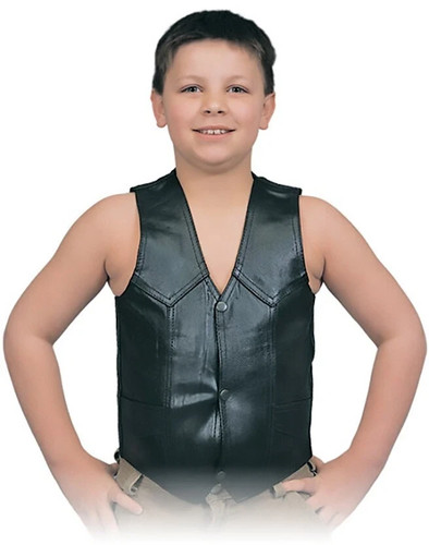 Kids leather biker vest youth - leather,